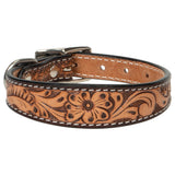 Floral Tooled Leather Collar