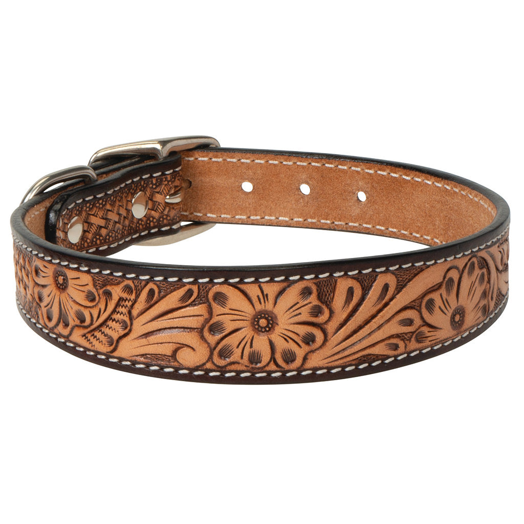 Floral Tooled Leather Collar